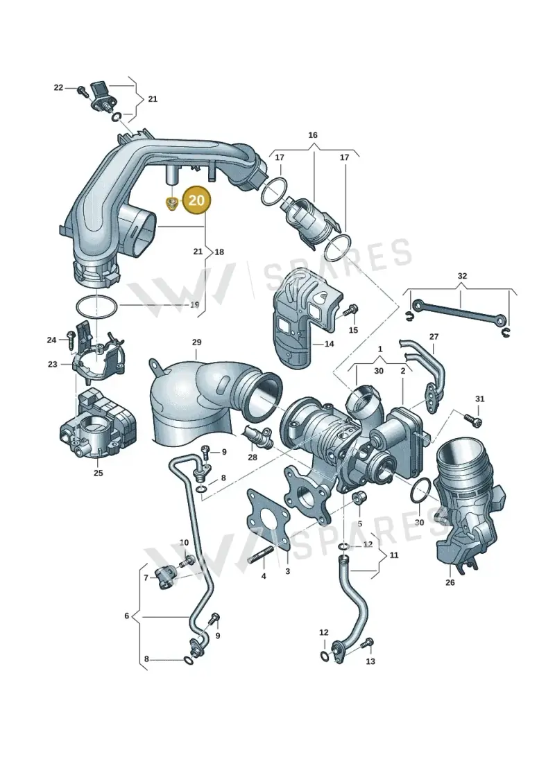 07C133588G — Audi A1 sportback 1.0 (2018-) diagram 773145391, position 20