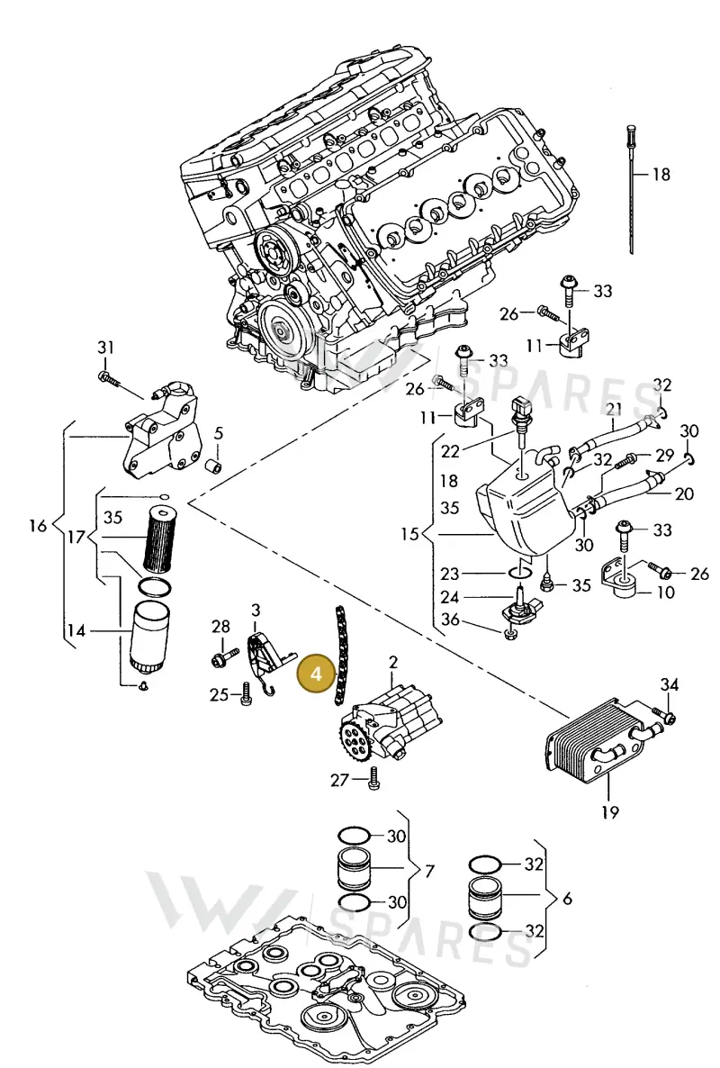 07D115125 — Audi A8 quattro (1999-2002) diagram 255115820, position 4