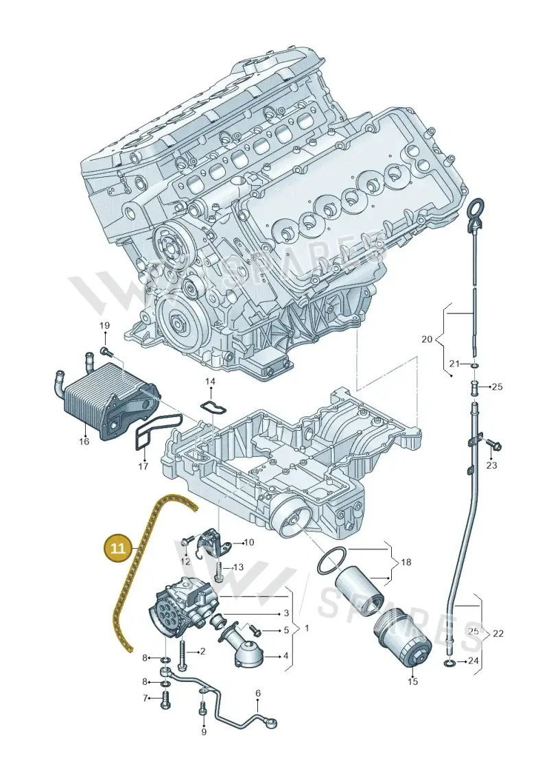 07D115125 — Audi A8L qu. 3.0 TDI (2009-2014) diagram 696115400, position 11
