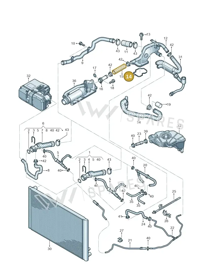 07D121149B — Audi A8/S8/qu. lang (2003-2007) diagram 291121440, position 14