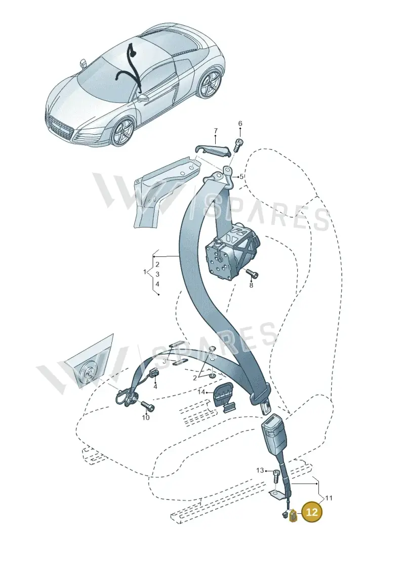 07D973703 — Audi R8 qu. 5.2 (2012-2015) diagram 752857600, position 12