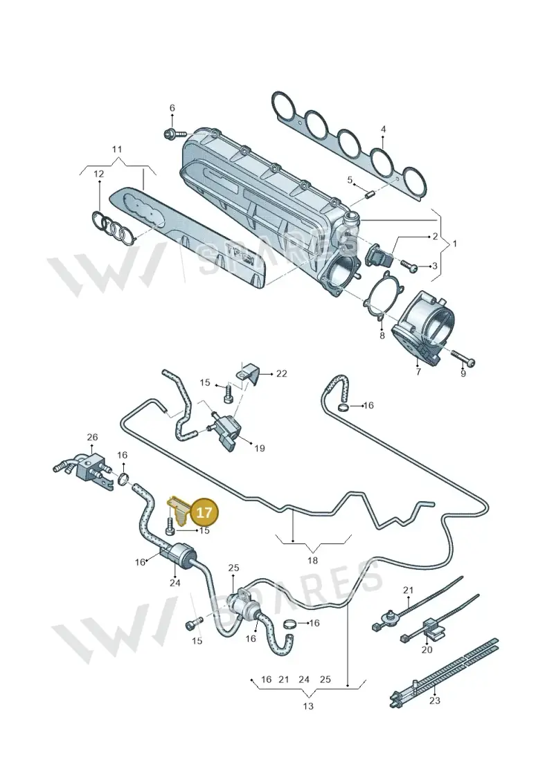 07K133519A — Audi RS3 Sportback (2015-2016) diagram 676133320, position 17
