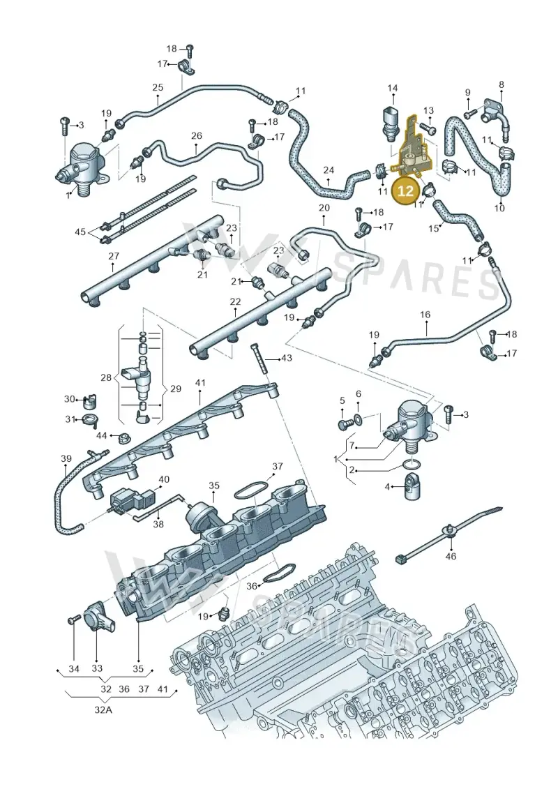 07L127503Q — Audi R8 qu. 5.2 (2012-2015) diagram 618133250, position 12
