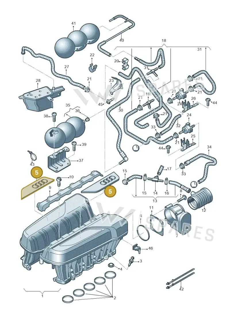 07L133621A — Audi R8 qu. 5.2 (2012-2015) diagram 618133150, position 5