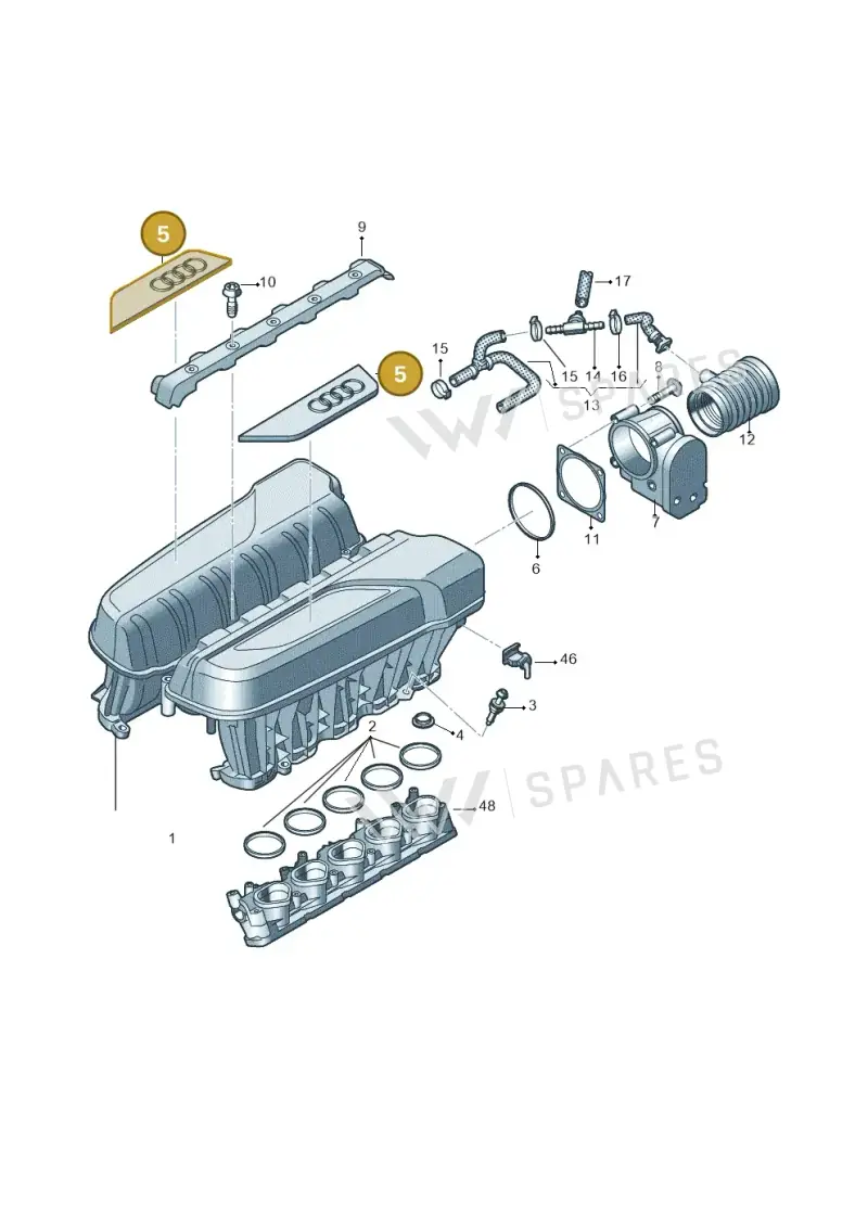07L133622A — Audi R8 Spyder (2015-2024) diagram 872133210, position 5