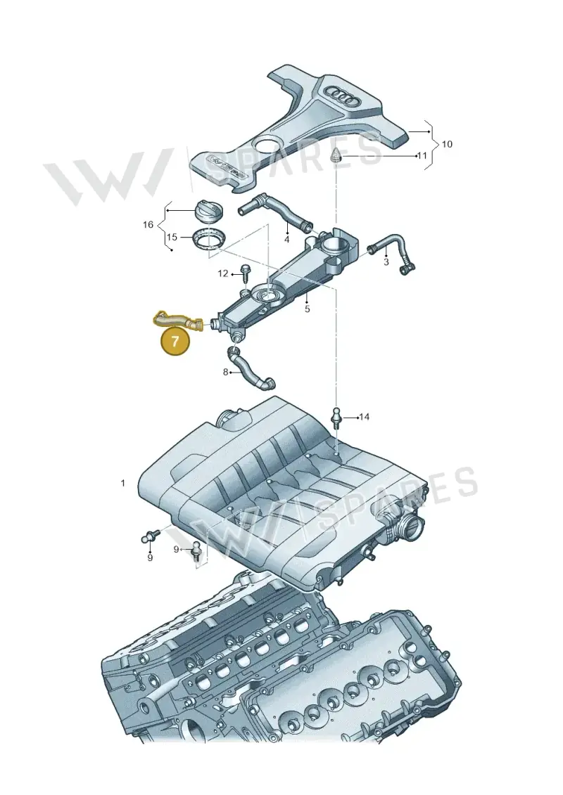 07P103474F — Audi A8L qu. 3.0 TDI (2013-2018) diagram 696103500, position 7
