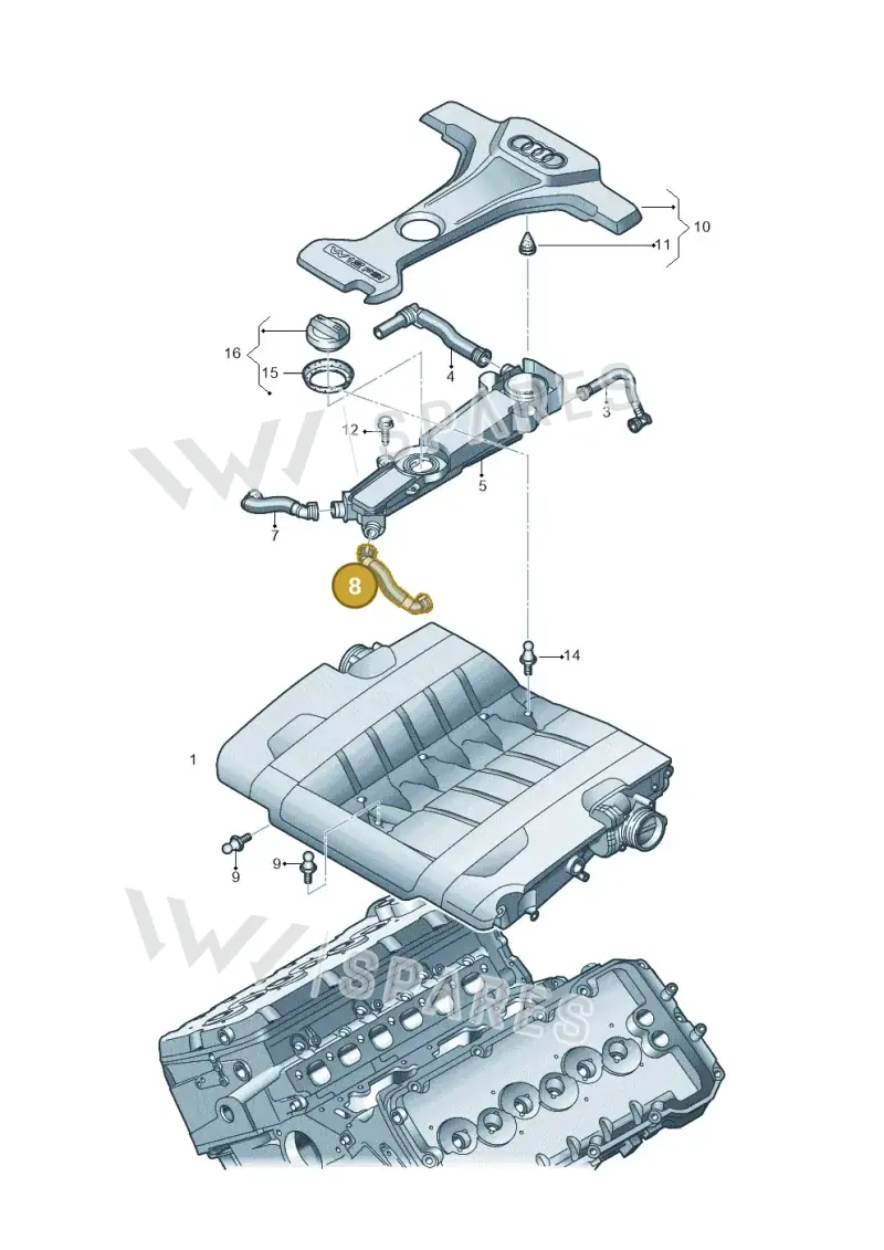 07P103474G — Audi A8L qu. 3.0 TDI (2013-2018) diagram 696103500, position 8