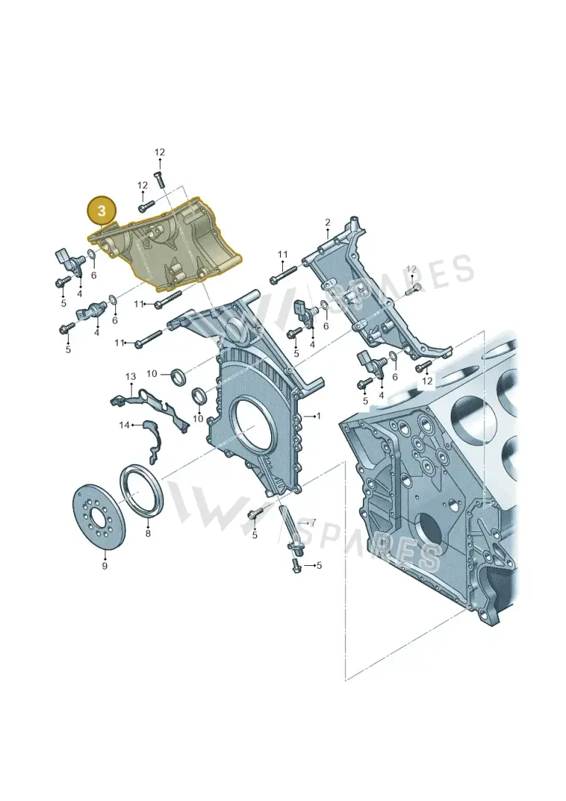 07P109122B — Audi A8L qu. 3.0 TDI (2013-2018) diagram 696109460, position 3