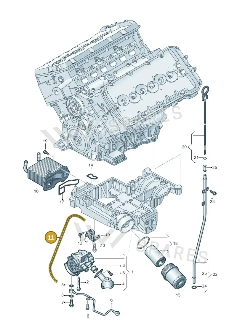 07P115125 — Audi A8L qu. 3.0 TDI (2013-2018) diagram 696115400, position 11