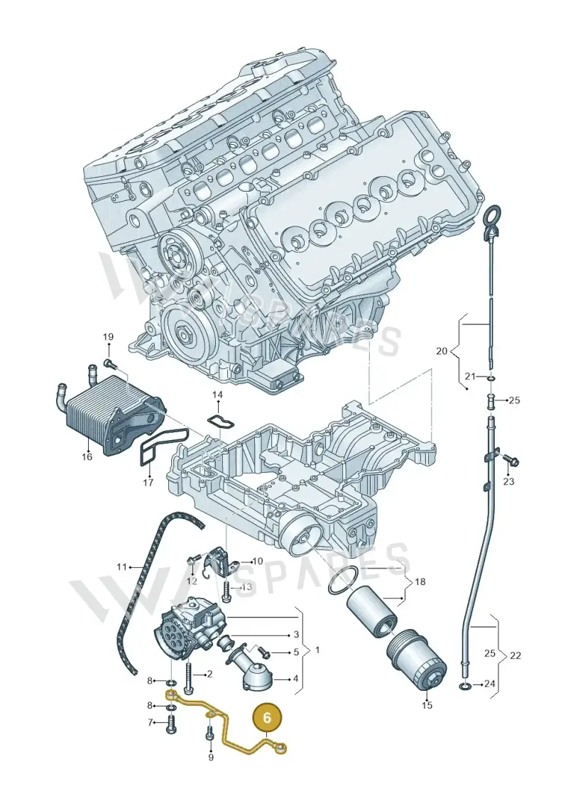 07P115229B — Audi A8L qu. 3.0 TDI (2009-2014) diagram 696115400, position 6