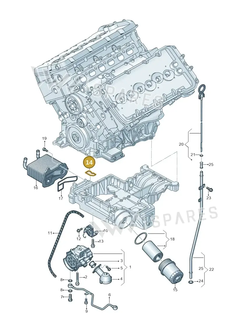 07P115446A — Audi A8L qu. 3.0 TDI (2013-2018) diagram 696115400, position 14