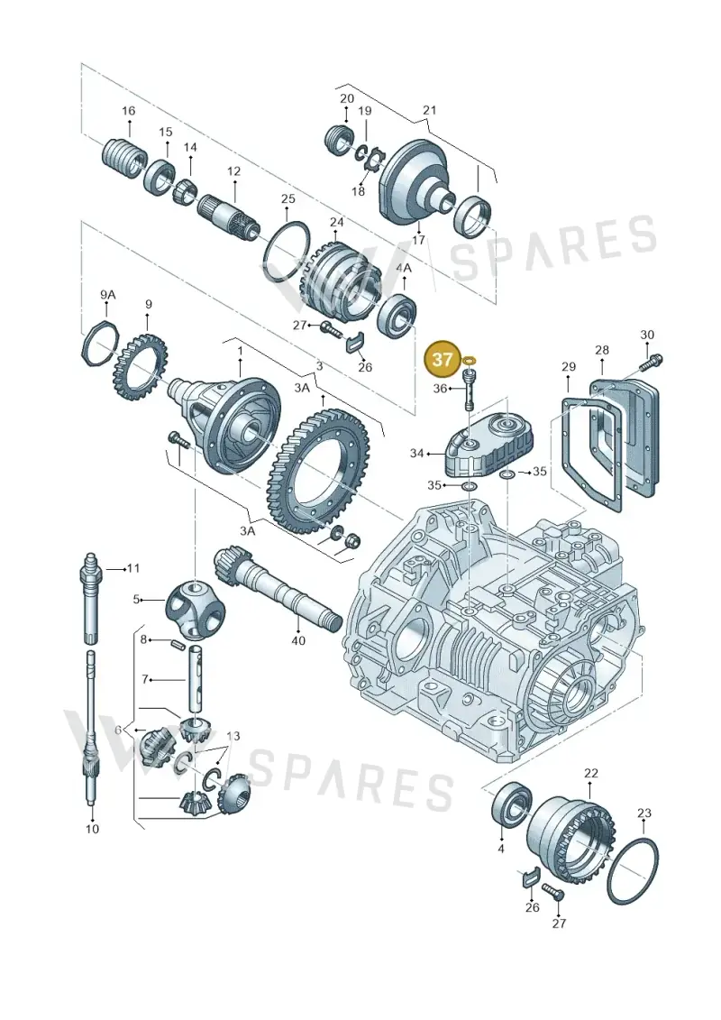 096409069A — Audi A3/S3/QUATTRO (2000-2003) diagram 201409500, position 37