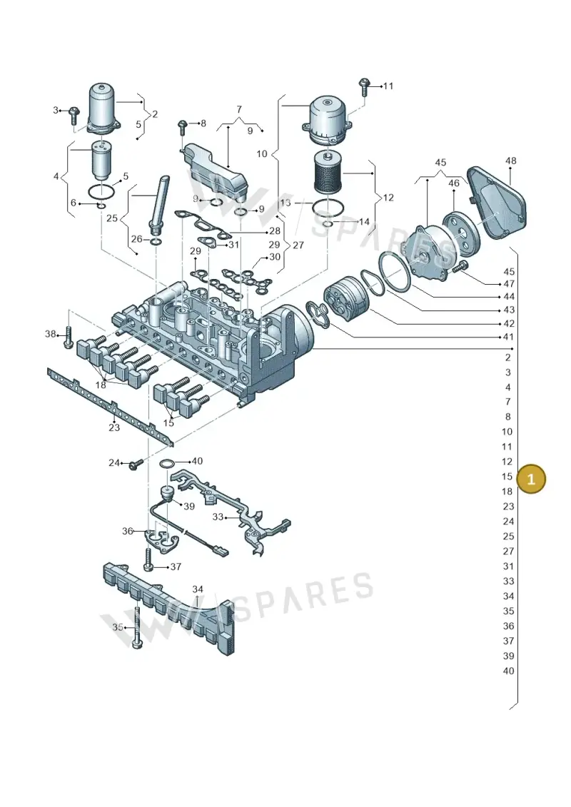 0HL325031B — Audi A6 2.0 (2018-) diagram 849325100, position 1