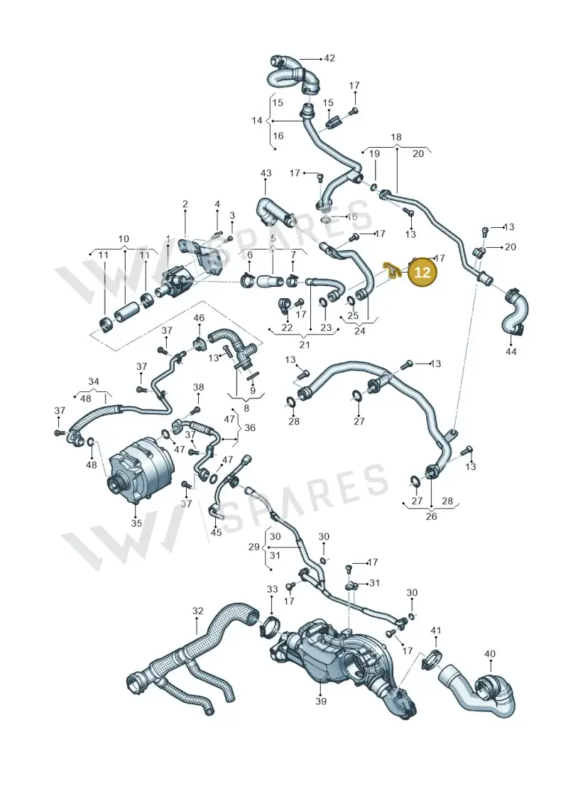 0P2121077 — Audi A8L (2017-2022) diagram 838121032, position 12