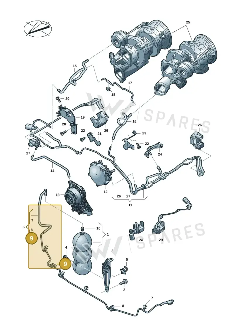 0P2129667 — Audi Q8 Quattro 3,0 (2018-) diagram 429133086, position 9