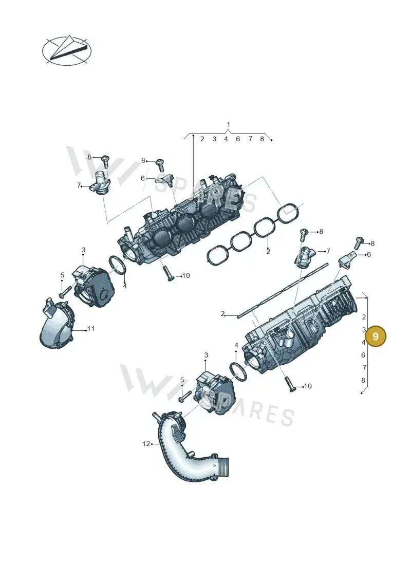 0P2129711N — Audi A8L (2017-2022) diagram 624133030, position 9