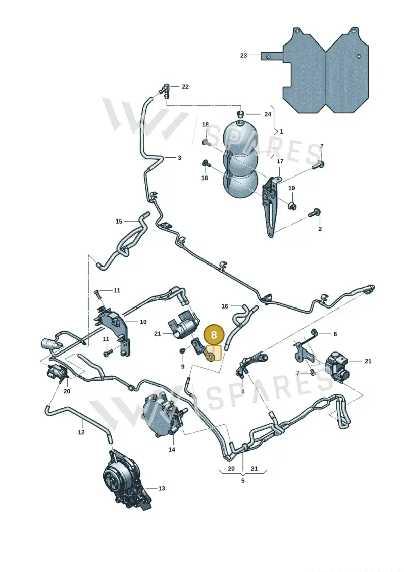 0P2130407 — Audi A8 (2017-2025) diagram 838133082, position 8