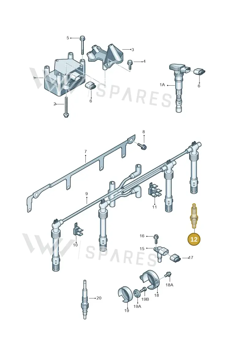 101905606A — Audi A3 Sportback (2008-2013) diagram 412905000, position 12