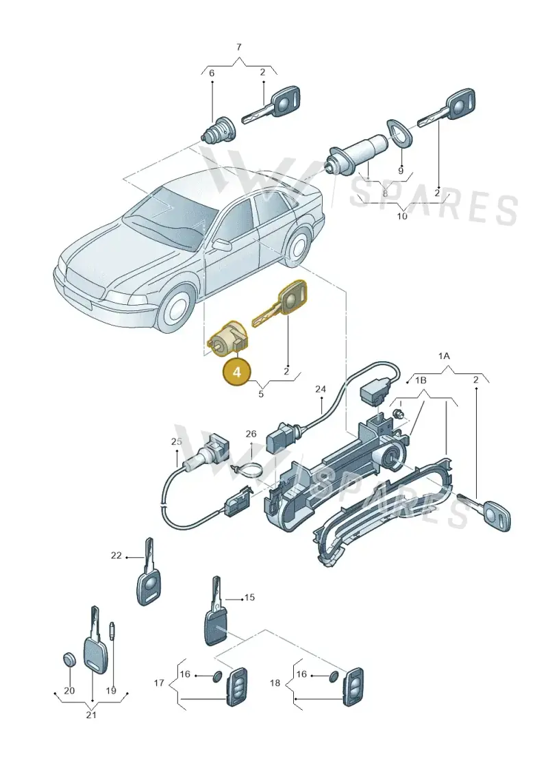 107905855CB — Audi A8 quattro (1999-2002) diagram 255837100, position 4