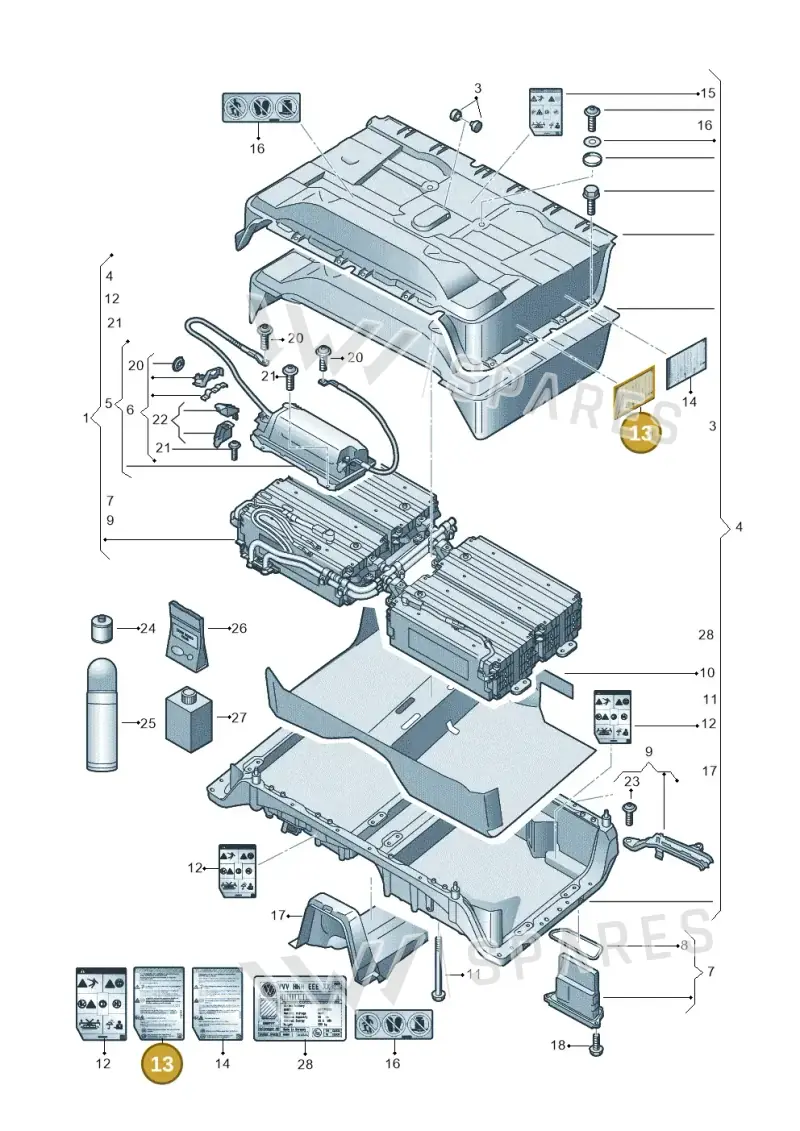 12E010006 — Audi A3 Sportback (2016-2020) diagram 746915500, position 13
