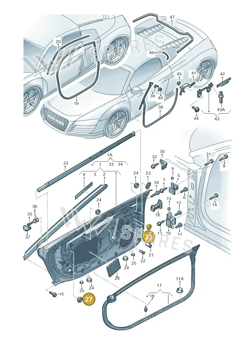 155971908 — Audi R8 qu. 5.2 (2012-2015) diagram 618831100, position 27