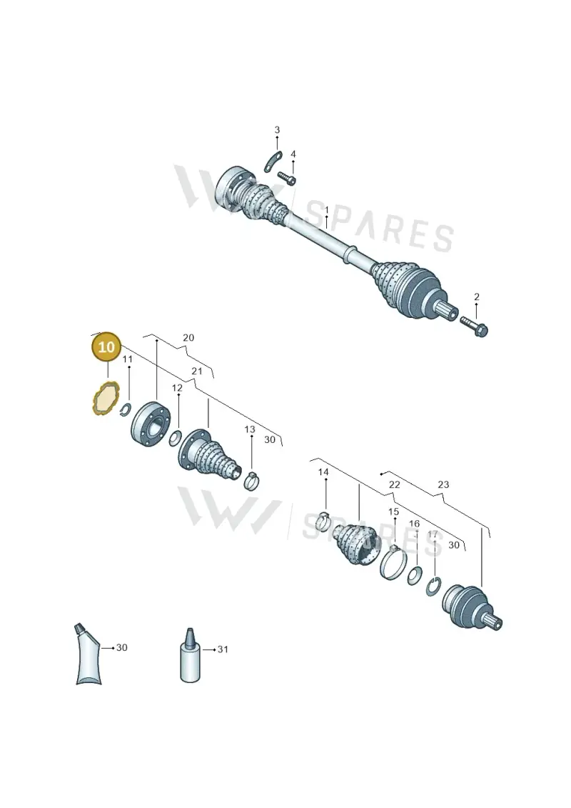 1H0407309A — Audi A3 Sportback (2016-2020) diagram 656501100, position 10