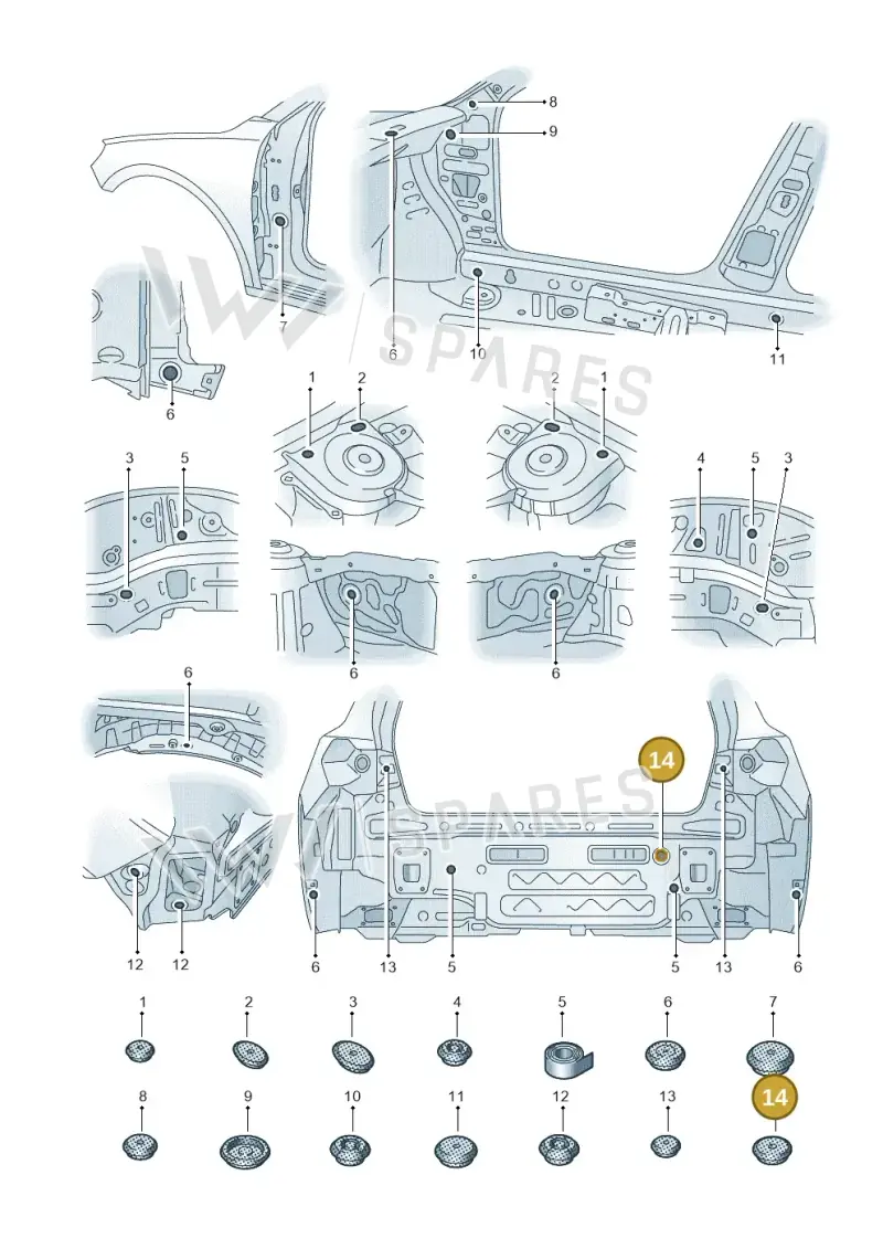 1H4971908A — Audi A1 sportback 1.0 (2018-) diagram 592803360, position 14