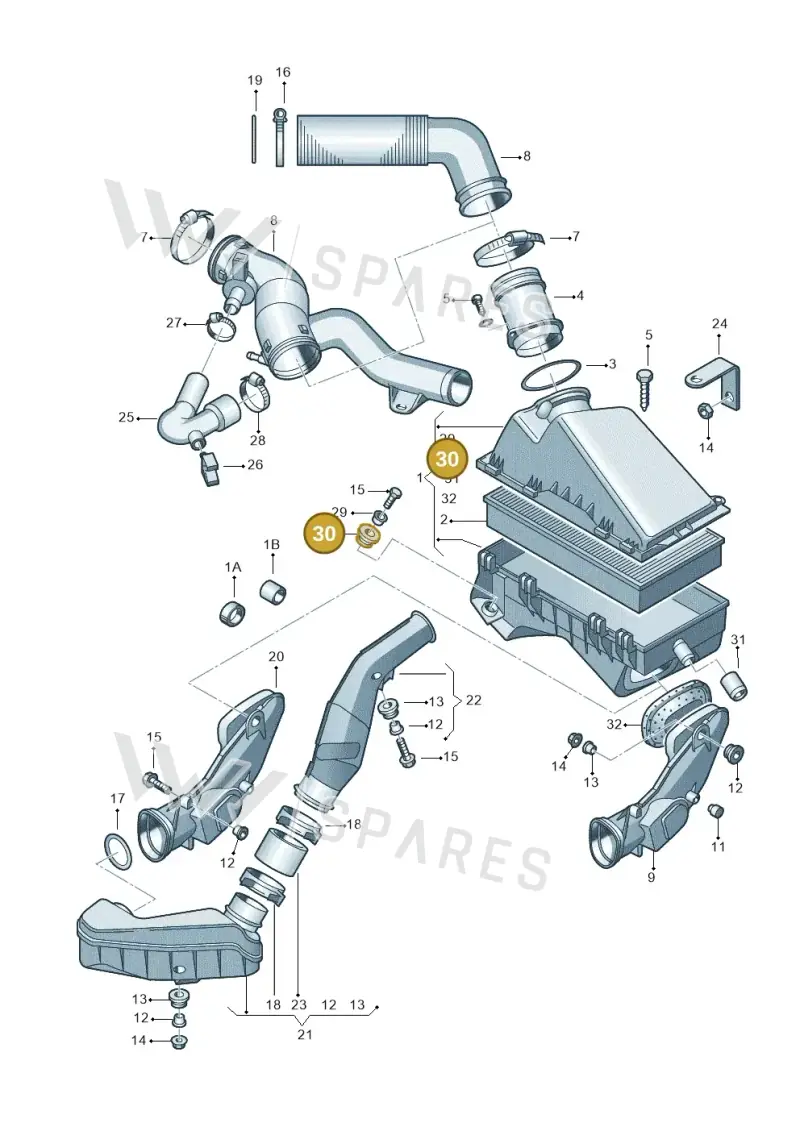 1J0129669 — Audi A3/S3/QUATTRO (2000-2003) diagram 194129150, position 30