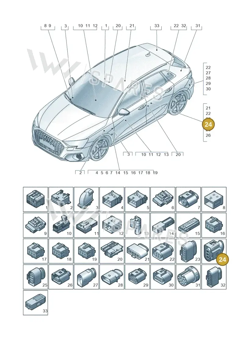 1J0973753 — Audi A3 Sportback (2019-2021) diagram 596971820, position 24