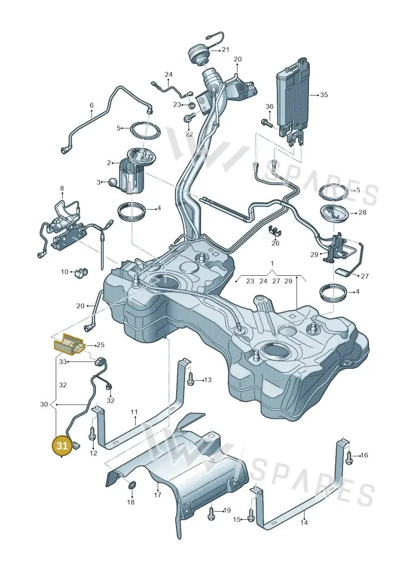 1J0973824 — Audi A3 Sportback (2019-2021) diagram 596201100, position 31