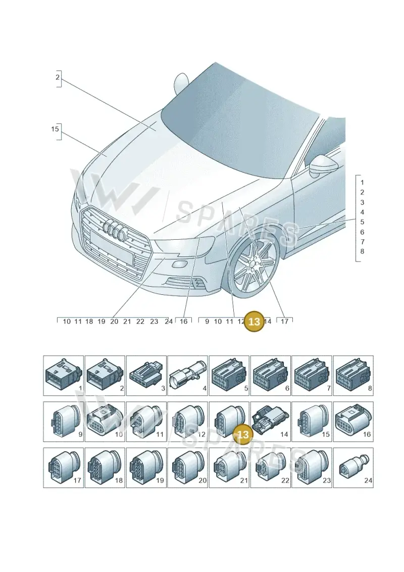 1J0973824 — Audi RS3 Limousine (2017-2020) diagram 890971860, position 13