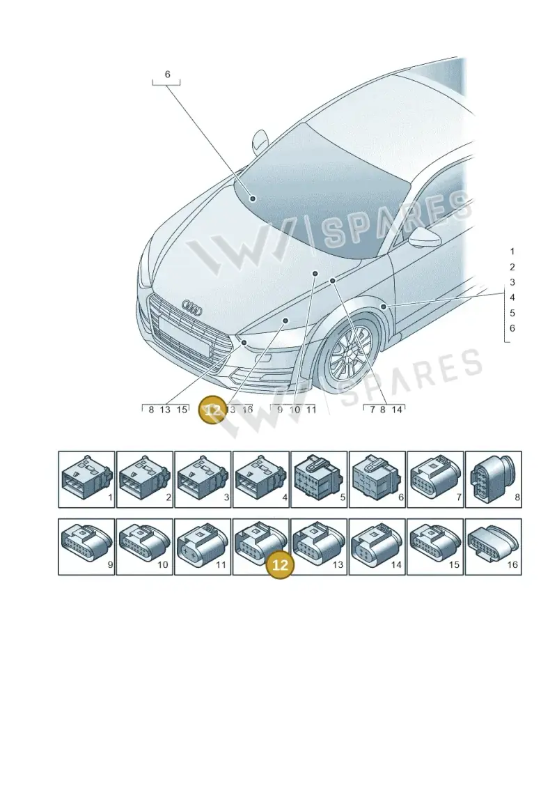 1J0973835 — Audi TTRS Coupe (2016-2023) diagram 850971860, position 12