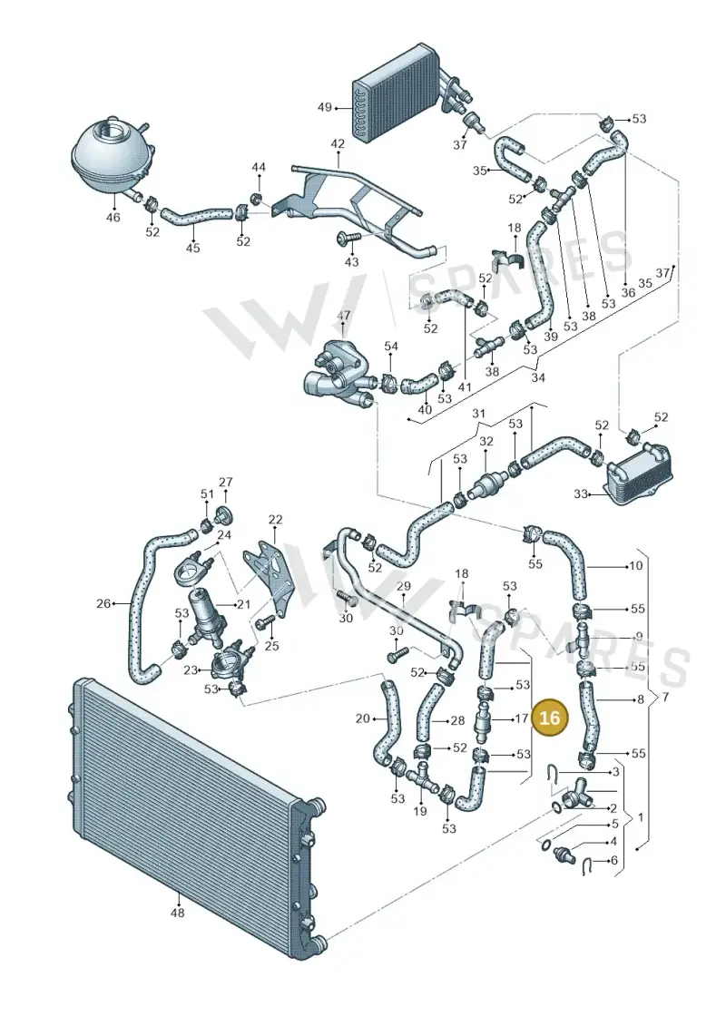 1K0121086K — Audi A3 Sportback (2008-2013) diagram 412121620, position 16