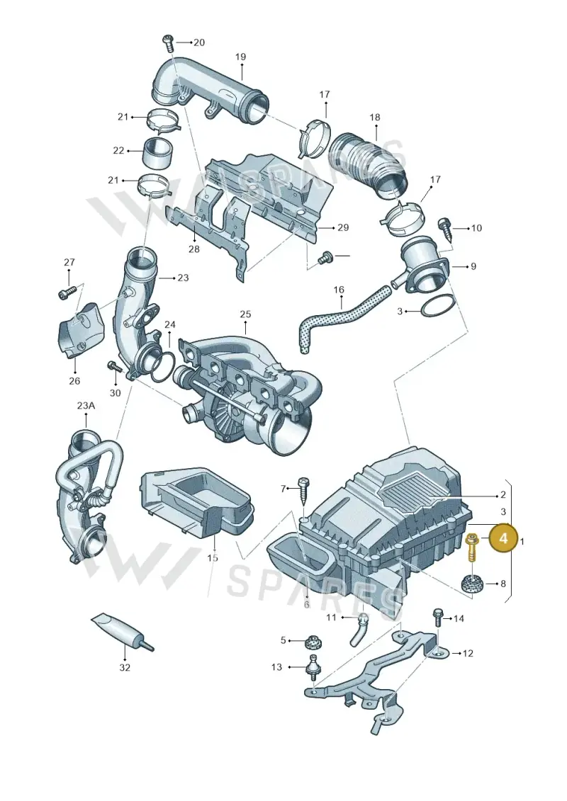 1K0129381 — Audi RSQ3 qu. 2.5 (2013-2018) diagram 676133300, position 4