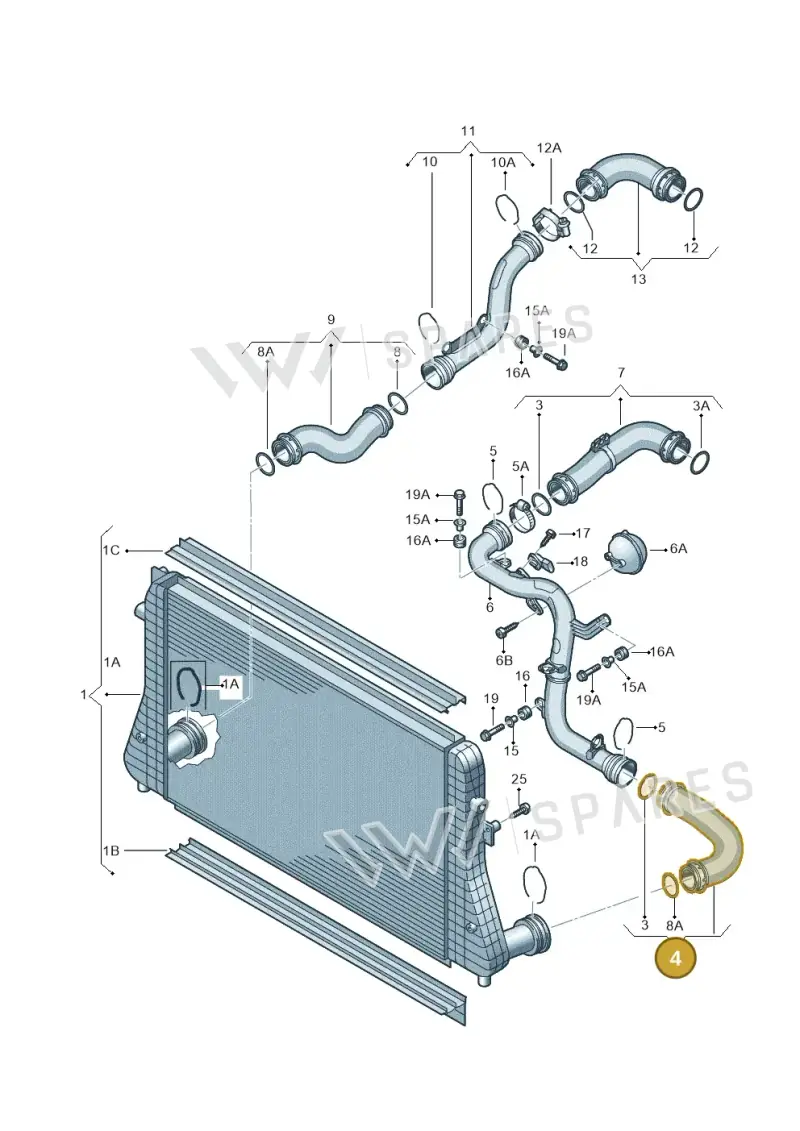 1K0145834AM — Audi TTS Coupe 2.0 (2010-2014) diagram 409145850, position 4