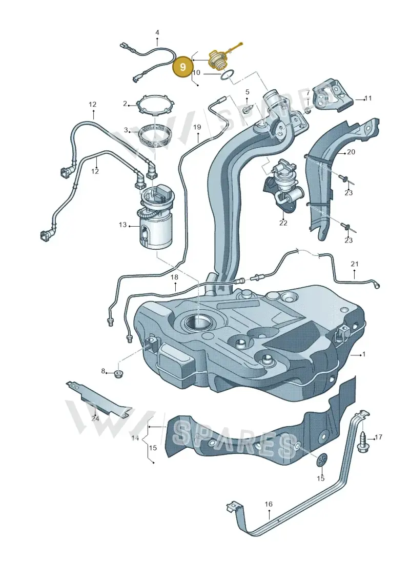 1K0201550F — Audi A3 Sportback (2008-2013) diagram 412201050, position 9