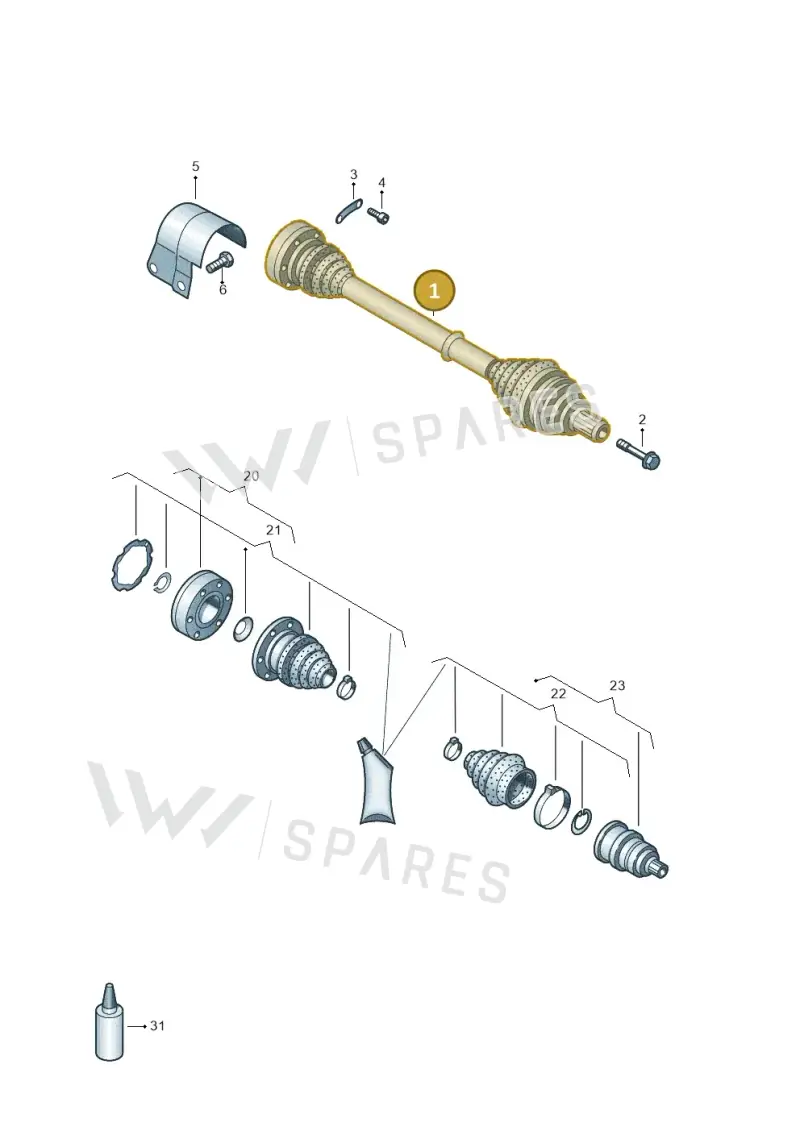1K0407271LB — Audi A3 Sportback (2016-2020) diagram 890407320, position 1