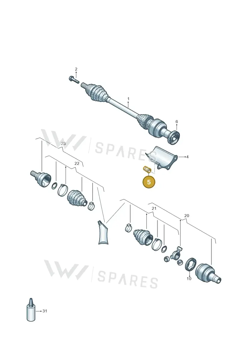 1K0407407 — Audi A3 Sportback (2019-2021) diagram 855407540, position 5