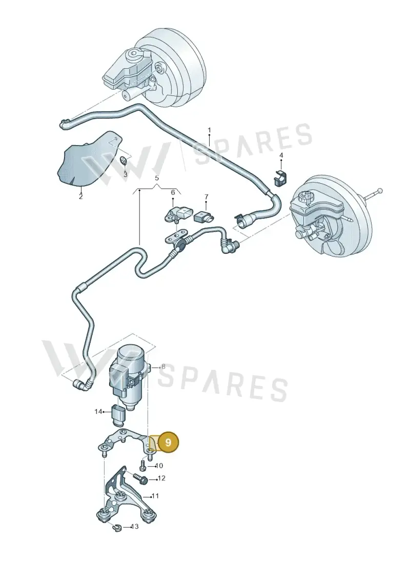 1K0612391Q — Audi Q3 quattro (2011-2015) diagram 728611800, position 9