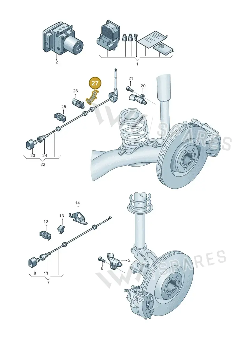 1K0614167 — Audi A1 Sportback (2010-2015) diagram 708927000, position 27