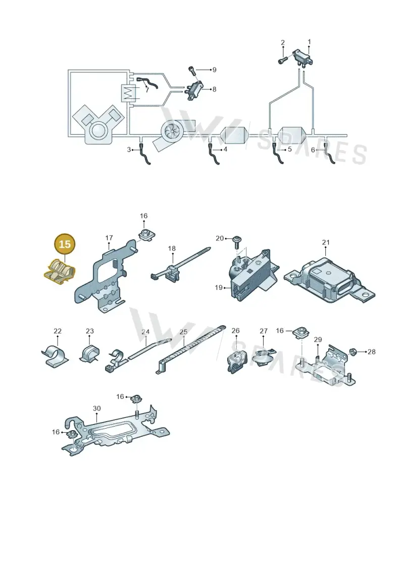 1K0971842N — Audi A5 Sportback (2016-2020) diagram 897906010, position 15
