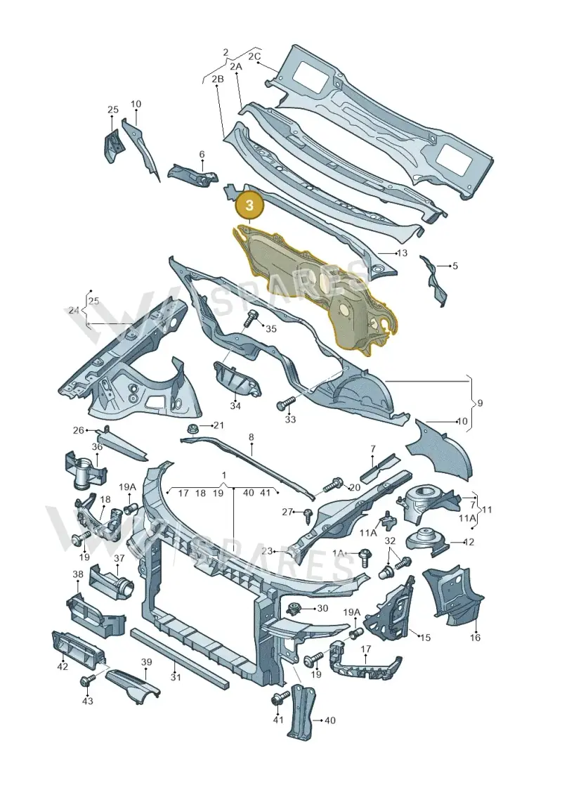 1K2804011H — Audi A3 Sportback (2008-2013) diagram 412805000, position 3