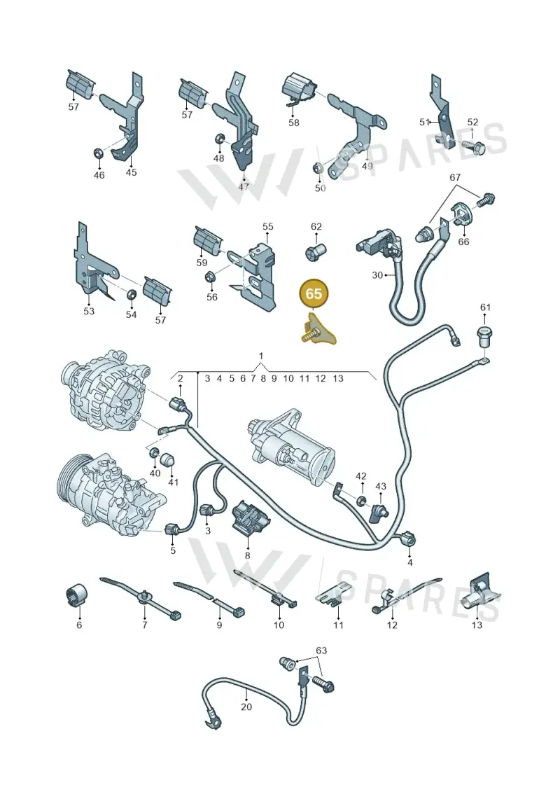 1K6971360 — Audi A1 sportback 1.0 (2018-) diagram 592972000, position 65