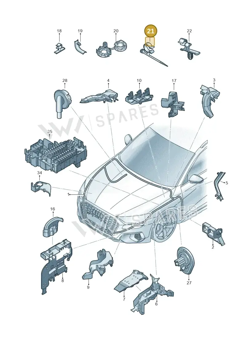 1P0971838B — Audi A3 Sportback (2019-2021) diagram 596971850, position 21