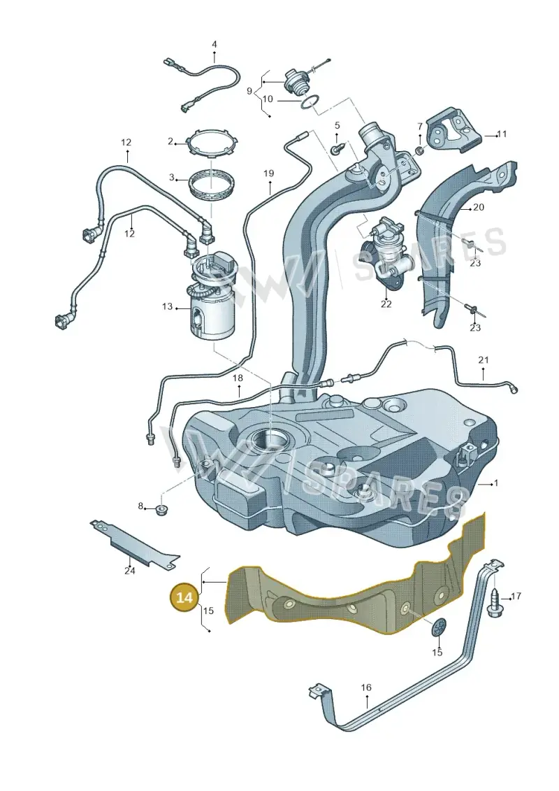 1Q0201307C — Audi TTS Coupe 2.0 (2010-2014) diagram 412201050, position 14