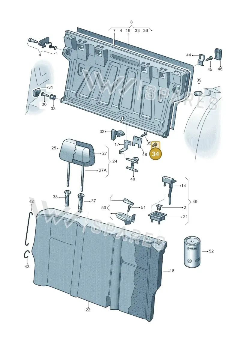 1U0863142 — Audi A3/S3/QUATTRO (1996-2000) diagram 203885600, position 34