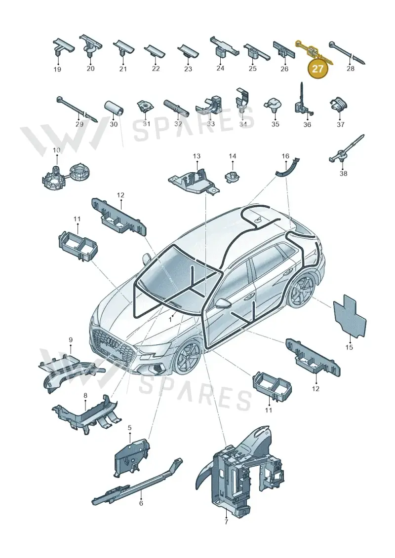 1Y0971838 — Audi A3 Sportback (2019-2021) diagram 596971800, position 27