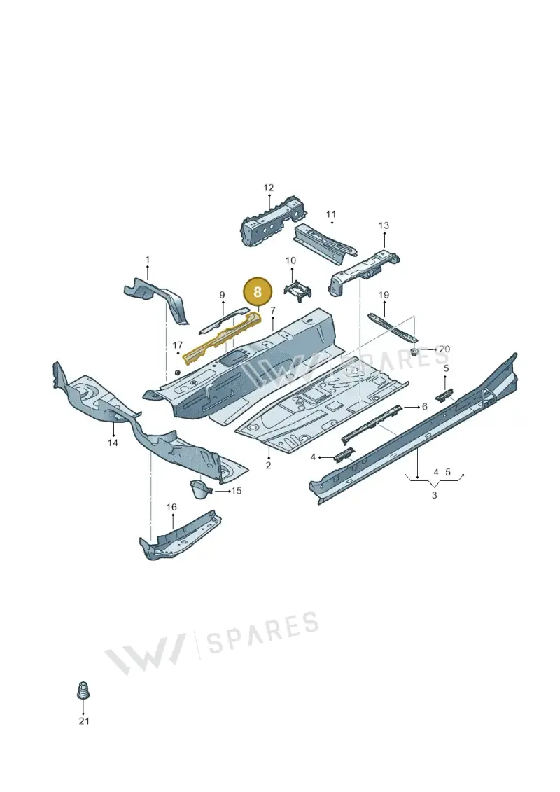2Q0803805 — Audi A1 sportback 1.0 (2018-) diagram 592803100, position 8