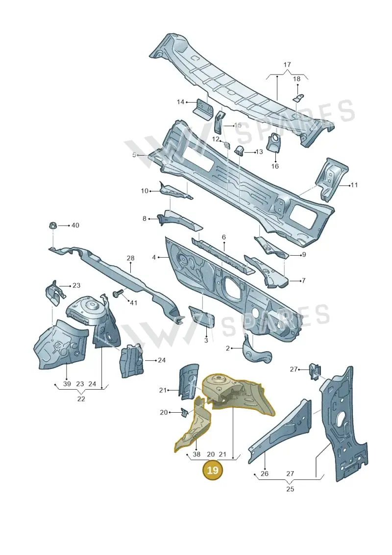 2Q0805115 — Audi A1 sportback 1.0 (2018-) diagram 592805500, position 19