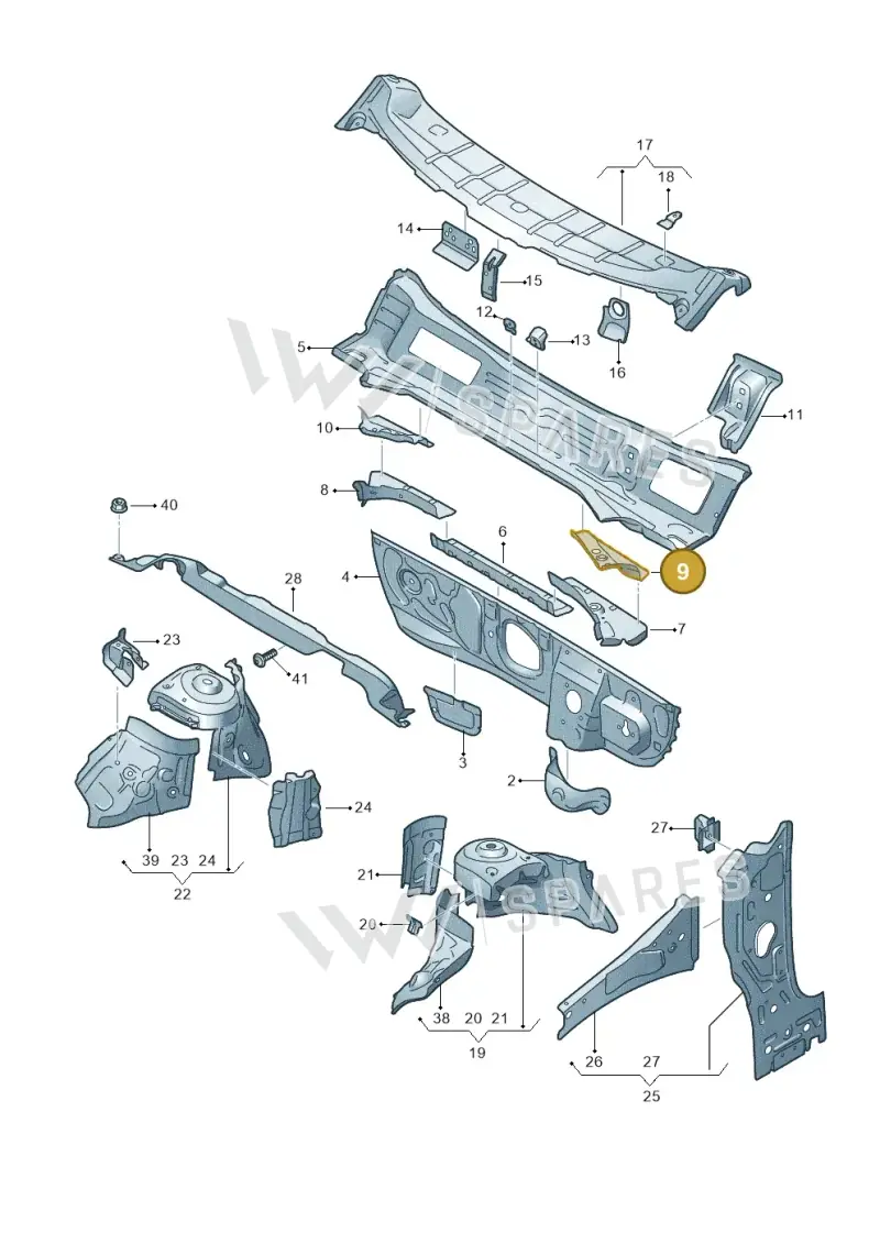 2Q0805313 — Audi A1 sportback 1.0 (2018-) diagram 592805500, position 9